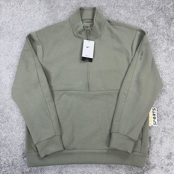 Nike Sweatshirt Mens Medium Olive Dri-FIT 24/7 Quarter Zip Loose Fit Pullover - Picture 1 of 13